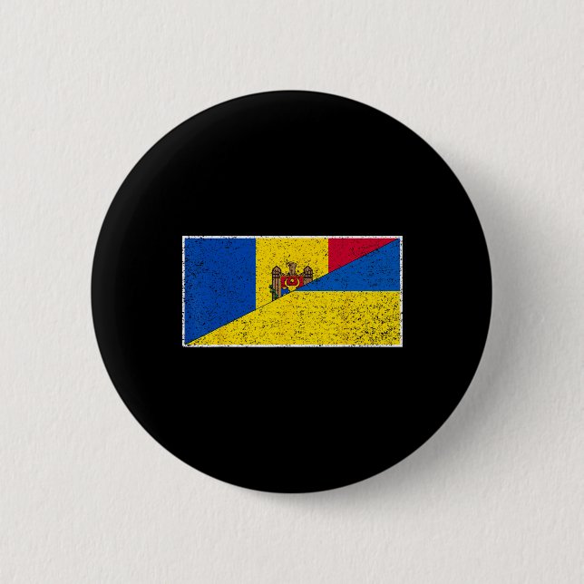 Moldova Ukraina Flagga Moldavisk Ukrainsk Stolthet Knapp (Framsida)