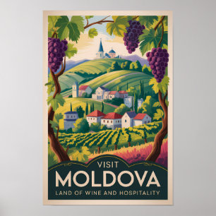 Moldova vinillustration reseskisser vintage poster