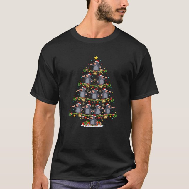 Mole Älskare Julafton Lighting Santa Mole Julgran T Shirt (Framsida)