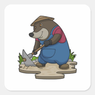 Mole as Farmer Fyrkantigt Klistermärke