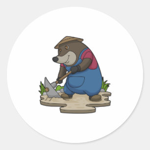 Mole as Farmer Runt Klistermärke