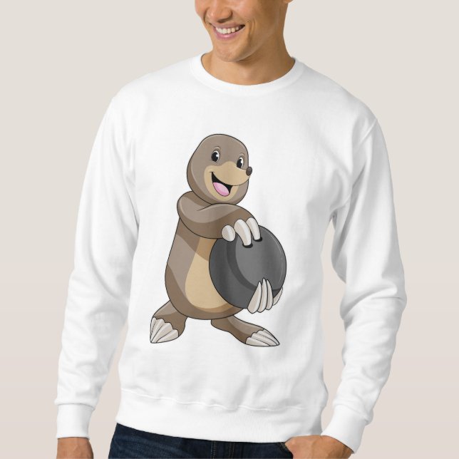 Mole at Bowling med Bowling ball Lång Ärmad Tröja (Framsida)