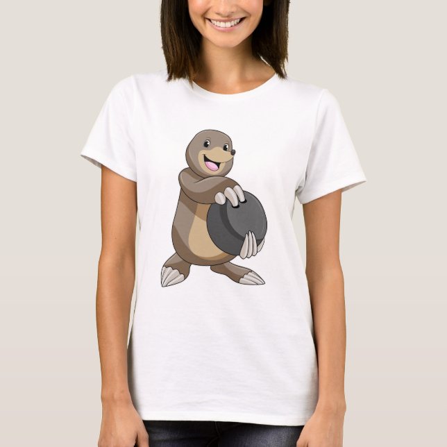 Mole at Bowling med Bowling ball T Shirt (Framsida)