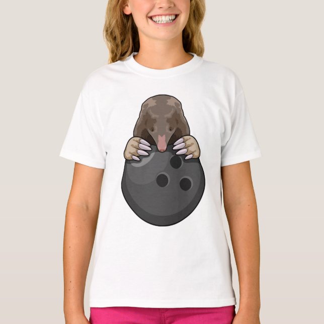 Mole at Bowling med Bowling ball T Shirt (Framsida)