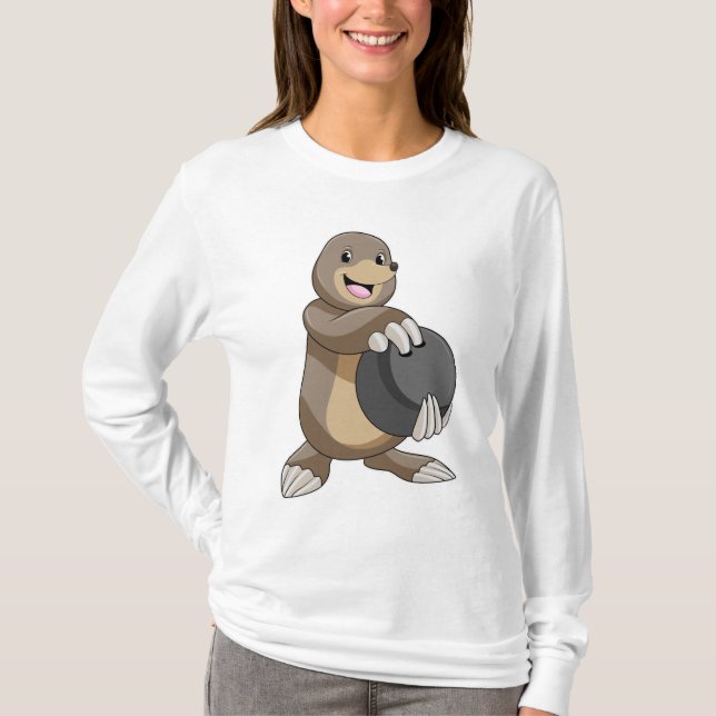 Mole at Bowling med Bowling ball T Shirt (Framsida)