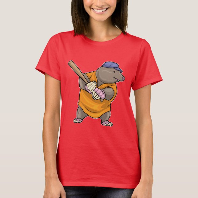 Mole Baseball Baseball fladdermus T Shirt (Framsida)