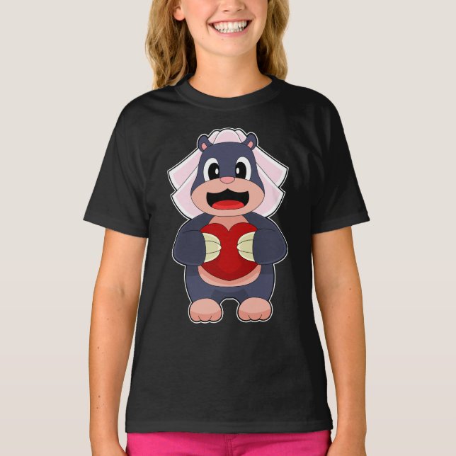 Mole Bride Heart Bröllop T Shirt (Framsida)