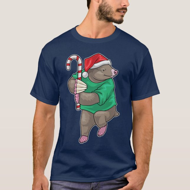 Mole Christmas Candy cane T Shirt (Framsida)