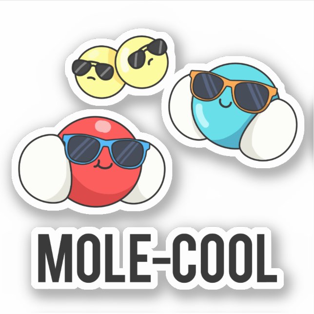Mole-Coola Funny Molecule Pun Klistermärken (Framsida)