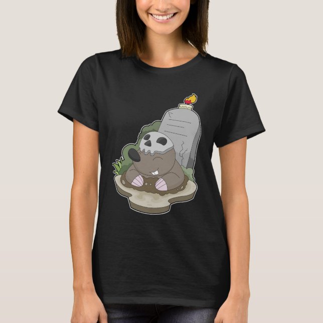 Mole Halloween Gravsten Candle T Shirt (Framsida)