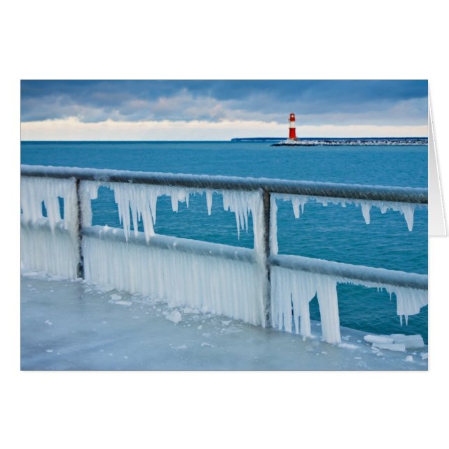 Mole i Warnemuende (Tyskland) på vintern Hälsningskort (Framsidan Horizontal)