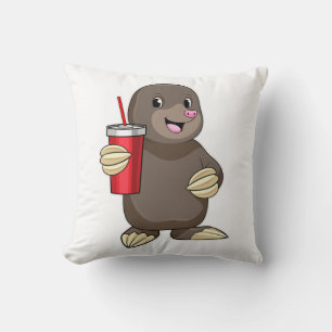 Mole med drickande mugg kudde