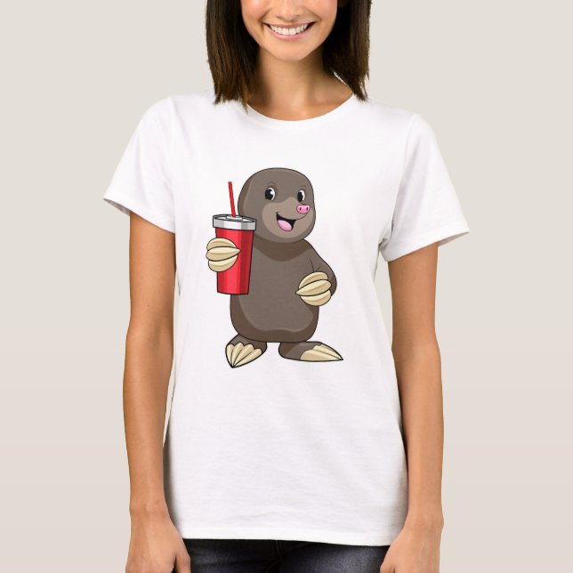 Mole med drickande mugg t shirt (Framsida)