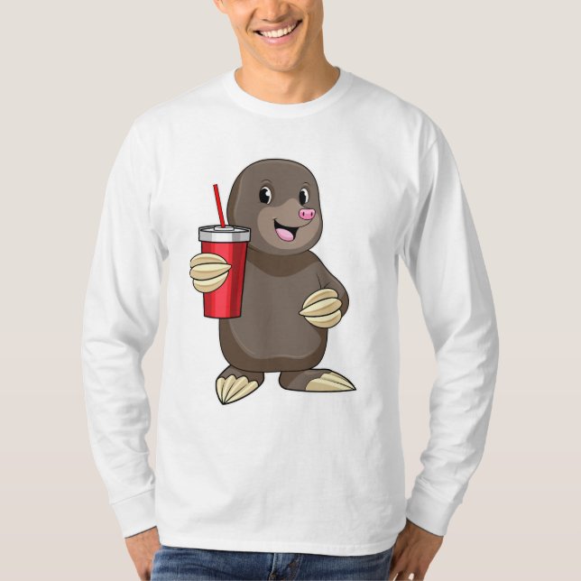 Mole med drickande mugg t shirt (Framsida)