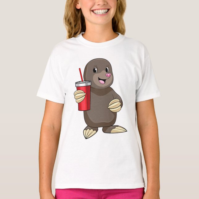 Mole med drickande mugg t shirt (Framsida)