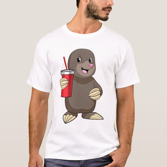 Mole med drickande mugg t shirt (Framsida)