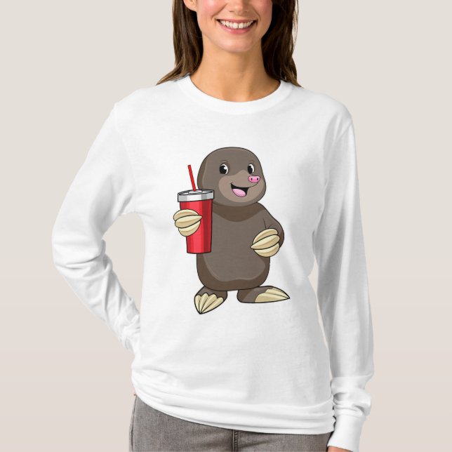 Mole med drickande mugg t shirt (Framsida)