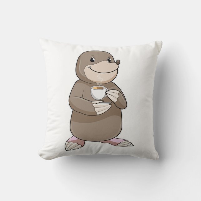 Mole med kaffe Kopp Kudde (Framsida)