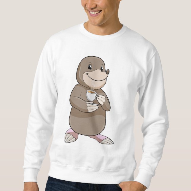 Mole med kaffe Kopp Lång Ärmad Tröja (Framsida)