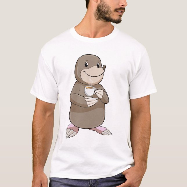 Mole med kaffe Kopp T Shirt (Framsida)