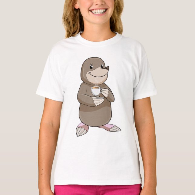 Mole med kaffe Kopp T Shirt (Framsida)