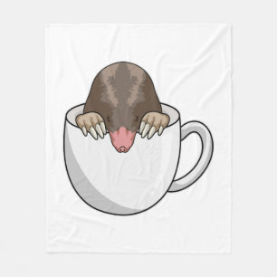 Mole med Kopp i kaffe Fleecefilt