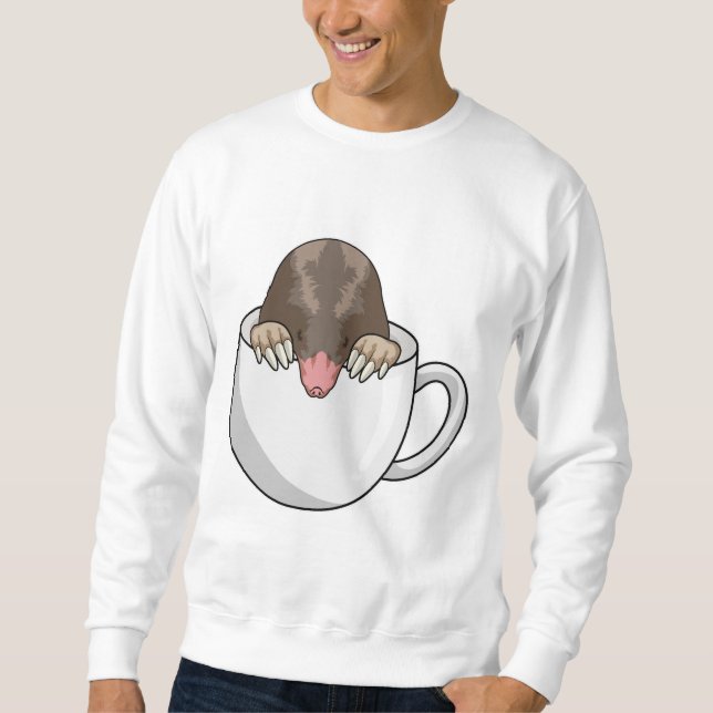 Mole med Kopp i kaffe Lång Ärmad Tröja (Framsida)