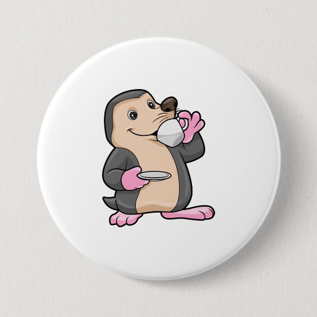 Mole med Kopp i kaffe och aucer Knapp (Framsida)