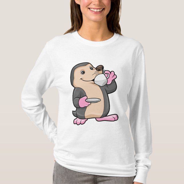 Mole med Kopp i kaffe och aucer T Shirt (Framsida)