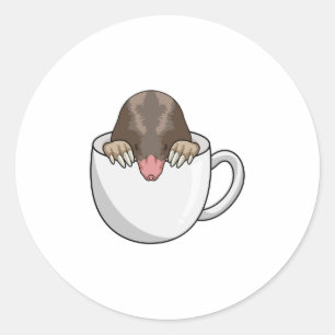 Mole med Kopp i kaffe Runt Klistermärke