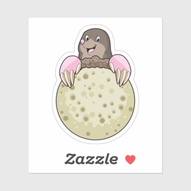 Mole med Måne Klistermärken (Ark)