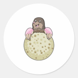 Mole med Måne Runt Klistermärke