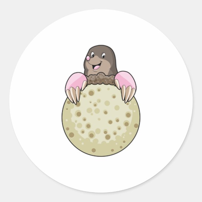 Mole med Måne Runt Klistermärke (Framsida)