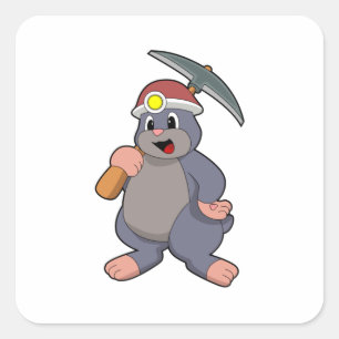 Mole med Pickaxe Fyrkantigt Klistermärke