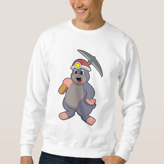 Mole med Pickaxe Lång Ärmad Tröja (Framsida)