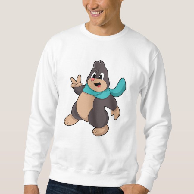 Mole med Scarf Lång Ärmad Tröja (Framsida)