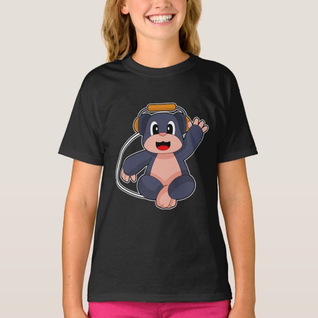 Mole Musician Headphone Music T Shirt (Framsida)