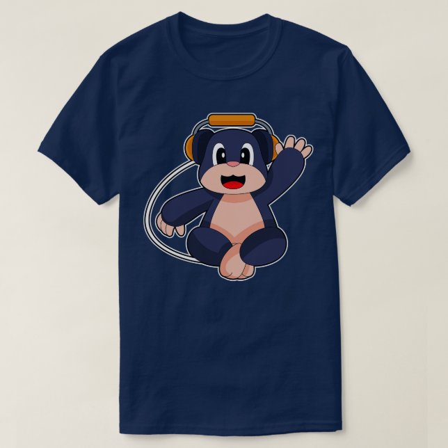 Mole Musician Headphone Music T Shirt (Design framsida)