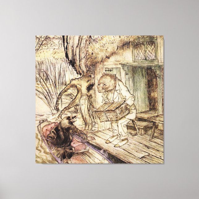 Mole och Ratty på en båttur av Arthur Rackham Canvastryck (Framsida)