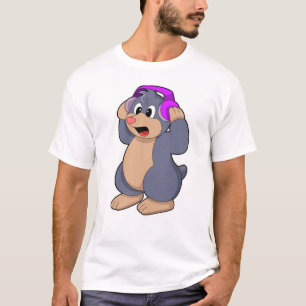 Mole på Music med hörlurar T Shirt