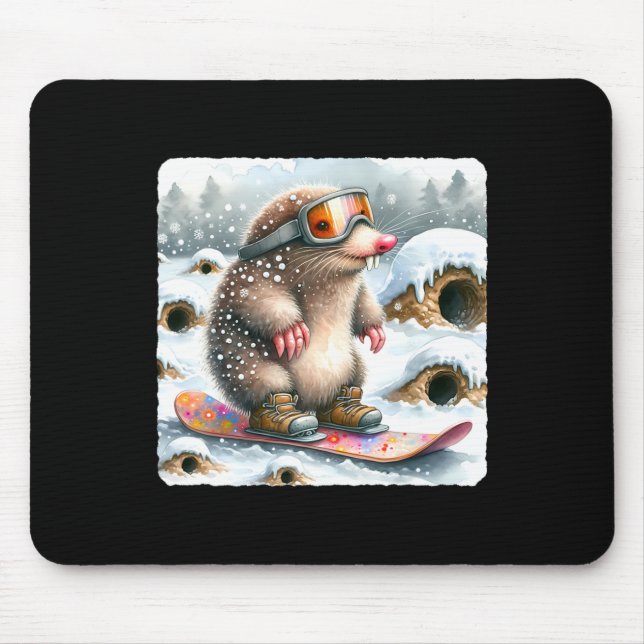 Mole Snowboarding med Goggles. Snowboar Musmatta (Framsidan)