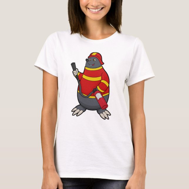 Mole som brandman med brandsläckare t shirt (Framsida)