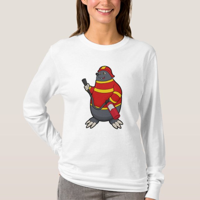Mole som brandman med brandsläckare t shirt (Framsida)