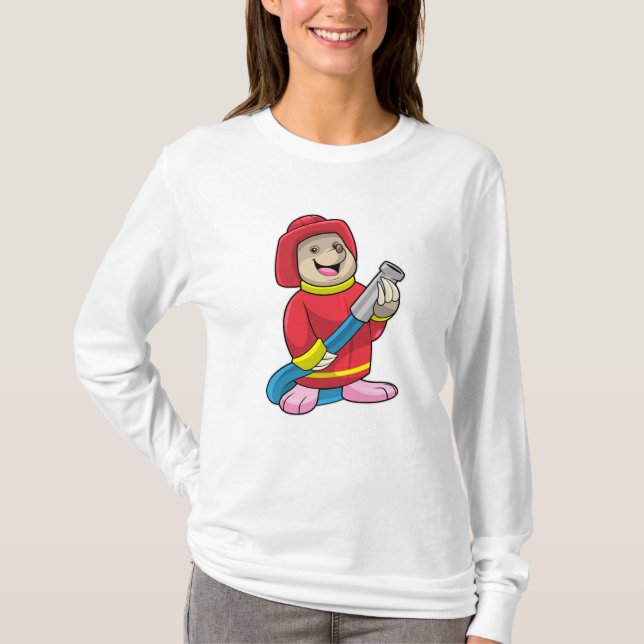 Mole som Firefighter med Hose T Shirt (Framsida)
