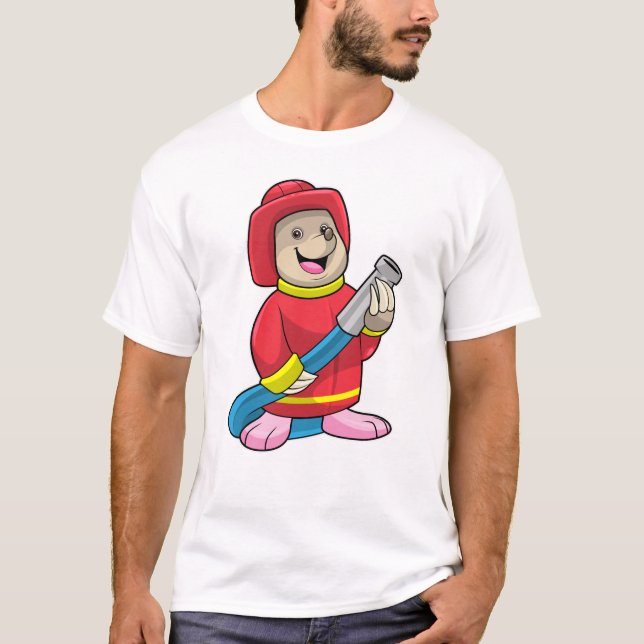 Mole som Firefighter med Hose T Shirt (Framsida)
