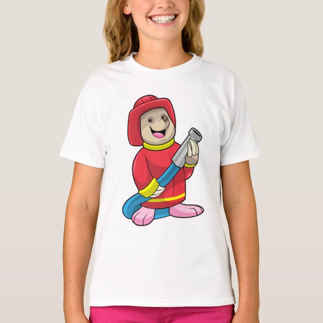 Mole som Firefighter med Hose T Shirt (Framsida)