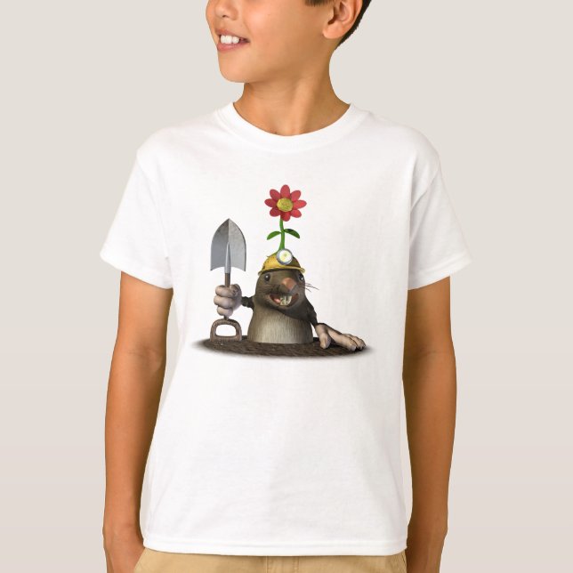 Mole som gräver T-tröja för ett hål T-shirt (Framsida)