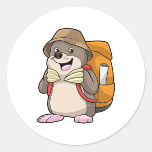 Mole som Hiker med resgods Runt Klistermärke