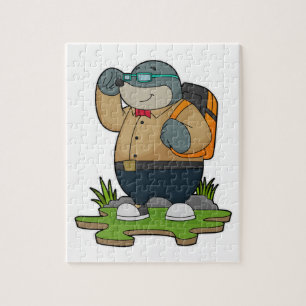 Mole som Hiker med ryggsäck Pussel
