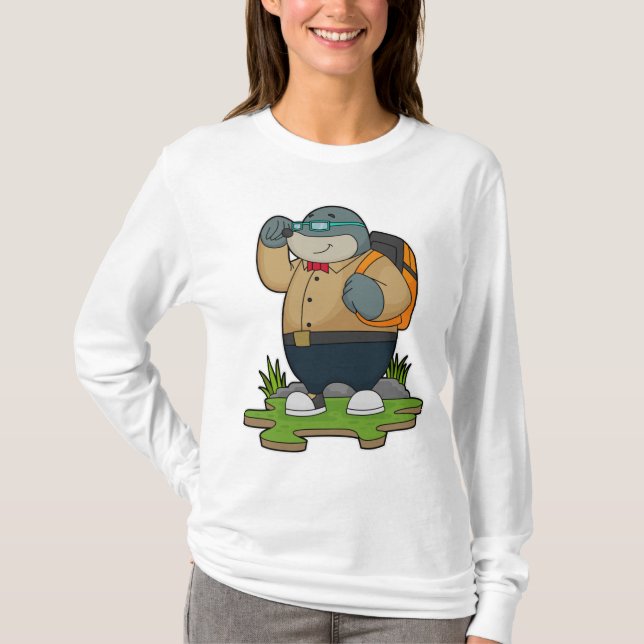 Mole som Hiker med ryggsäck T Shirt (Framsida)